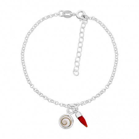Bracelet chaine argent et corail