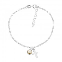 Bracelet chaine argent oeil de sainte lucie et croix