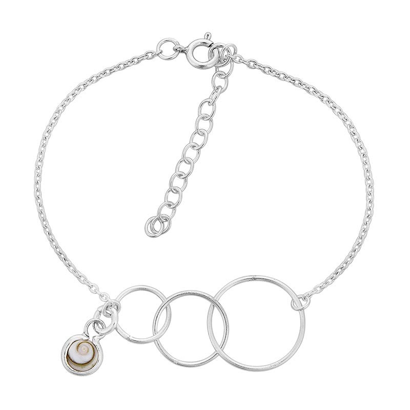 Bracelet chaine argent oeil de sainte lucie et anneaux