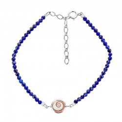 Bracelet souple Lapis et oeil de sainte lucie