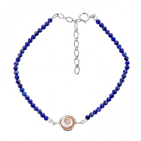 Bracelet souple Lapis et oeil de sainte lucie