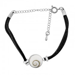 Bracelet fantaisie alcantara noir et oeil de sainte lucie