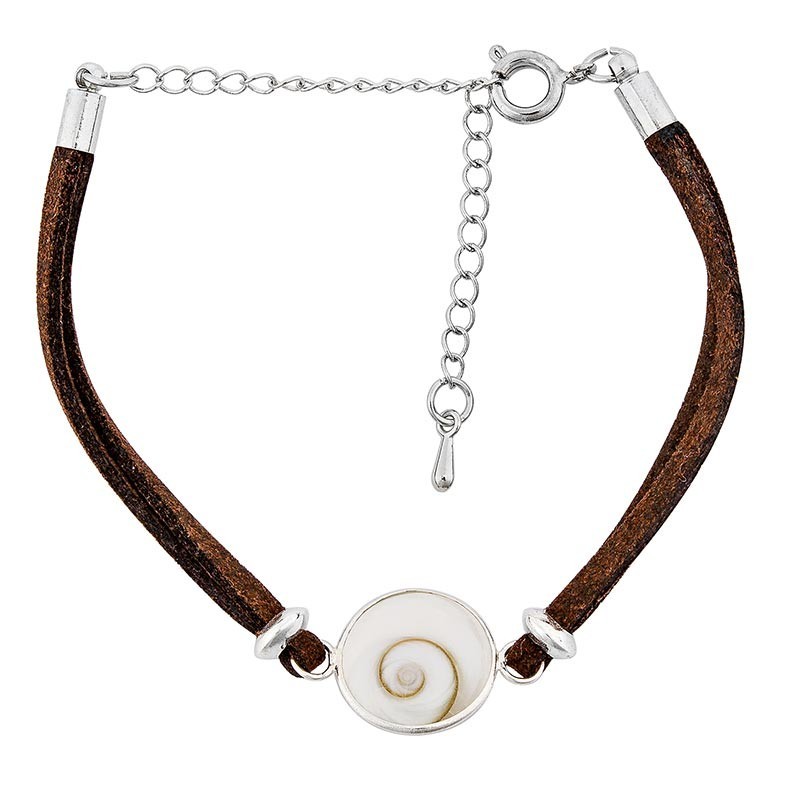 Bracelet fantaisie alcantara marron et oeil de sainte Lucie