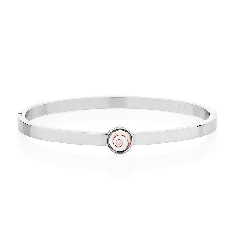 Bracelet rigide en acier avec oeil de sainte lucie mediterraneen