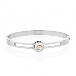 Bracelet rigide en acier avec oeil de sainte lucie mediterraneen