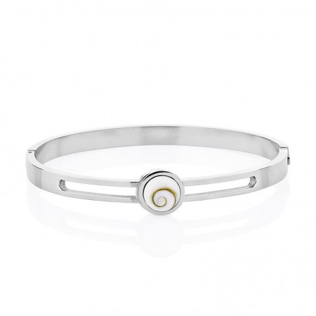 Bracelet rigide en acier avec oeil de sainte lucie mediterraneen