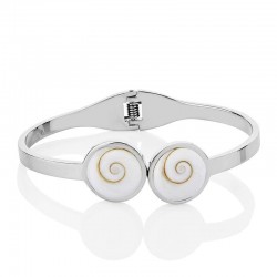 Bracelet rigide en acier avec oeil de sainte lucie mediterraneen