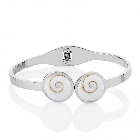 Bracelet rigide en acier avec oeil de sainte lucie mediterraneen