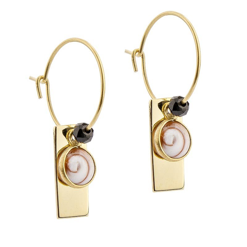 Boucles d'oreilles plaqué or avec deux yeux de sainte lucie