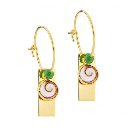 Boucles d'oreilles plaqué or avec deux yeux de sainte lucie