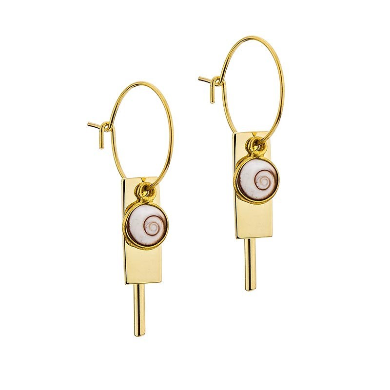 Boucles d'oreilles plaqué or avec deux yeux de sainte lucie