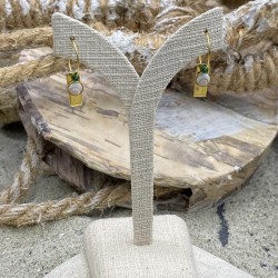 Boucles d'oreilles dorées à l'or fin POSEC275MEDIVERT