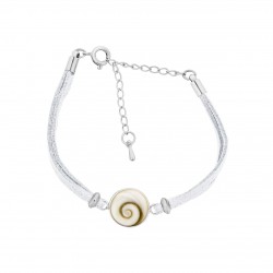 Bracelet fantaisie alcantara blanc et oeil de sainte Lucie