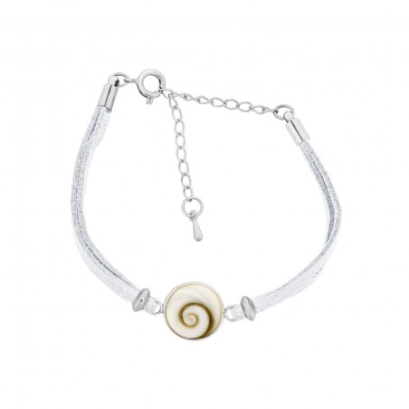 Bracelet fantaisie alcantara blanc et oeil de sainte Lucie