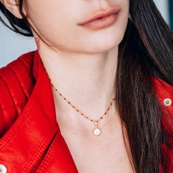 Collier œil de Ste Lucie et perles POCOLLIER001R