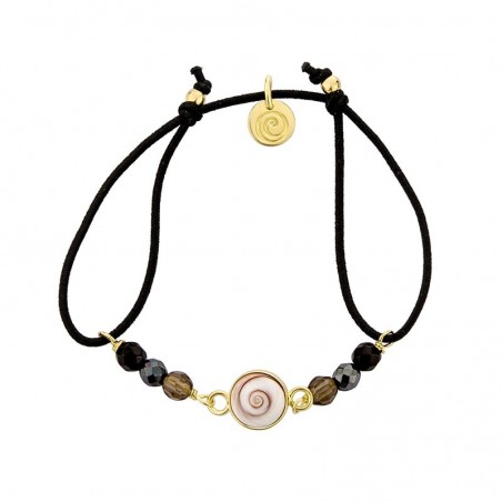 bracelet cordon coton noir oeil de sainte lucie et hématite