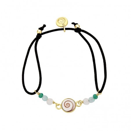 bracelet cordon coton noir oeil de sainte lucie et amazonite