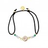bracelet cordon coton noir oeil de sainte lucie et amazonite