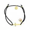 bracelet cordon coton noir oeil de sainte lucie et croix