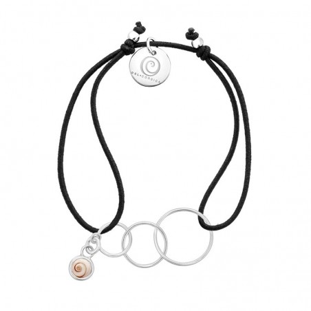 bracelet cordon coton  et argent oeil de ste lucie et trois anneaux