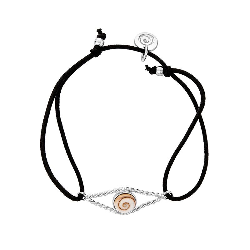 bracelet cordon coton noir avec oeil de sainte lucie