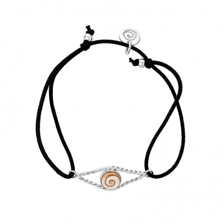 bracelet cordon coton noir avec oeil de sainte lucie