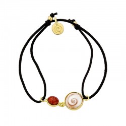 bracelet cordon coton noir avec oeil de sainte lucie