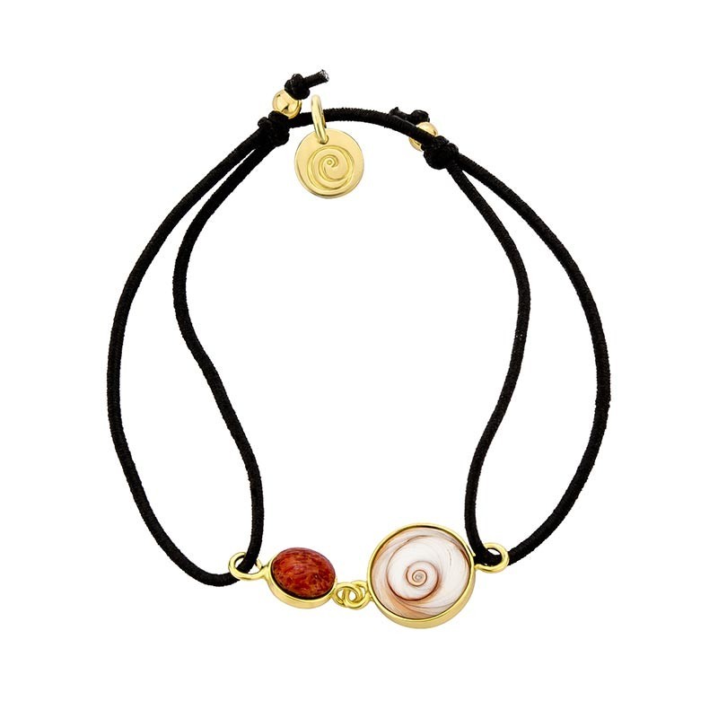 bracelet cordon coton noir avec oeil de sainte lucie