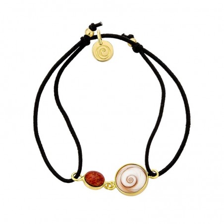 bracelet cordon coton noir avec oeil de sainte lucie