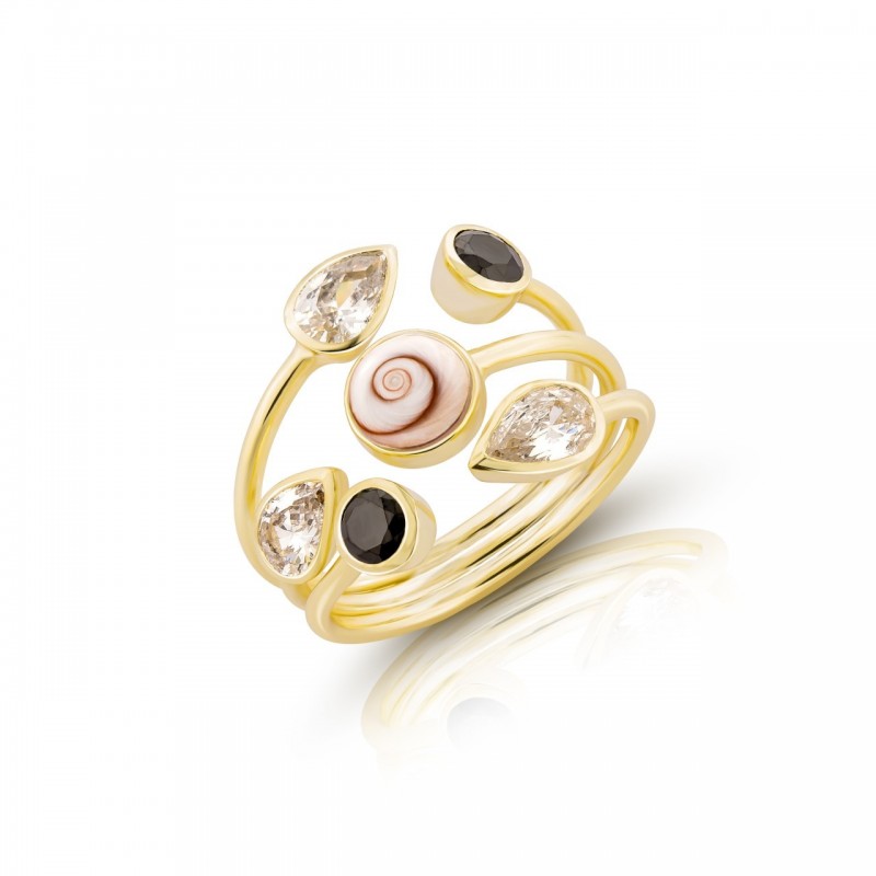 Bague œil de Ste Lucie et pierres POSRC51329Médi