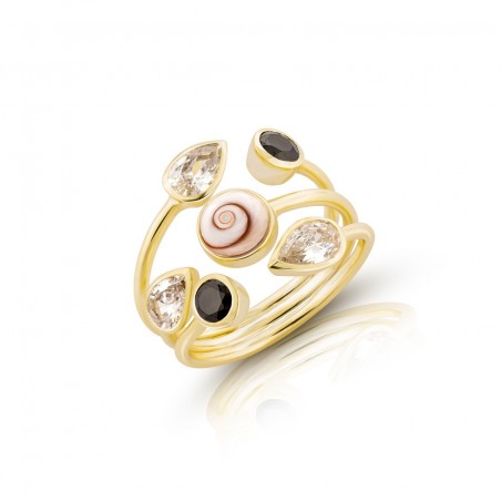 Bague œil de Ste Lucie et pierres POSRC51329Médi