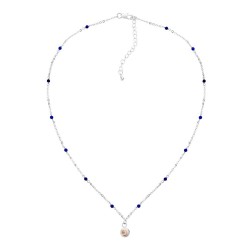 Collier Argent œil de Ste Lucie et agate bleue