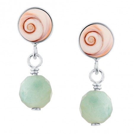 Boucles d'oreilles œil de sainte Lucie et amazonite