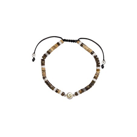 Bracelet pierres naturelles heishi et œil de ste Lucie SBC149