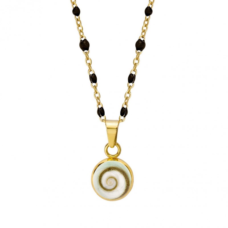 Collier œil de Ste Lucie et perles POCOLLIER001N