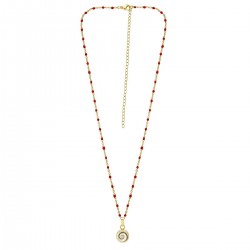 Collier œil de Ste Lucie et perles POCOLLIER001R