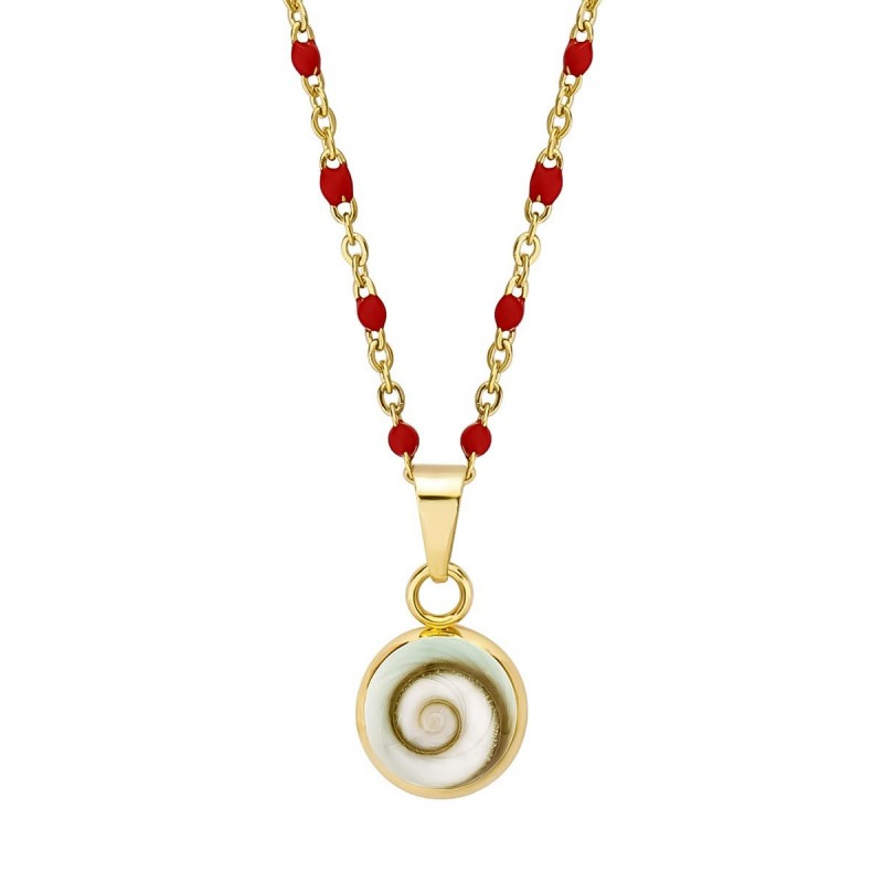 Collier œil de Ste Lucie et perles POCOLLIER001R