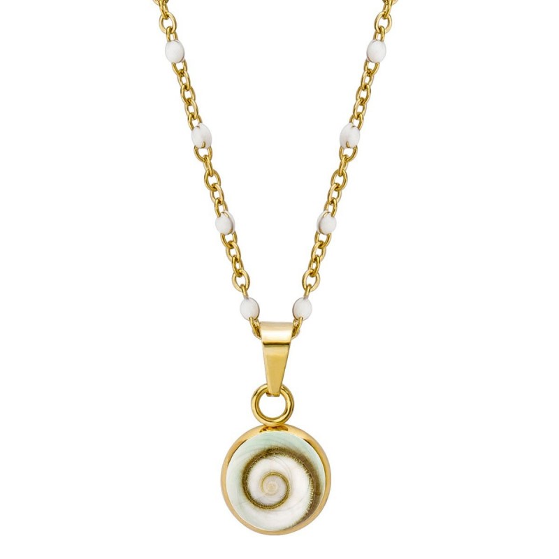 Collier œil de Ste Lucie et perles POCOLLIER001BLC