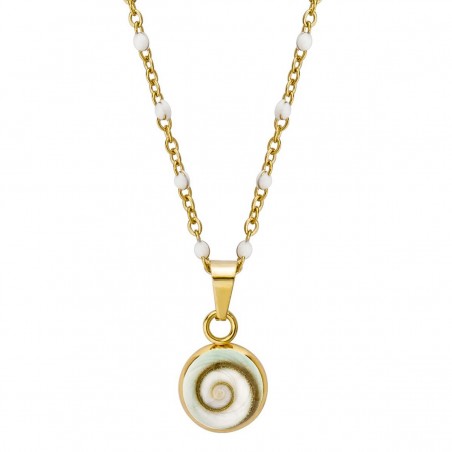 Collier œil de Ste Lucie et perles POCOLLIER001BLC