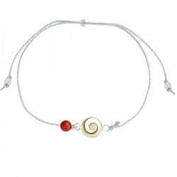 bracelet fil d'argent œil de sainte Lucie et corail