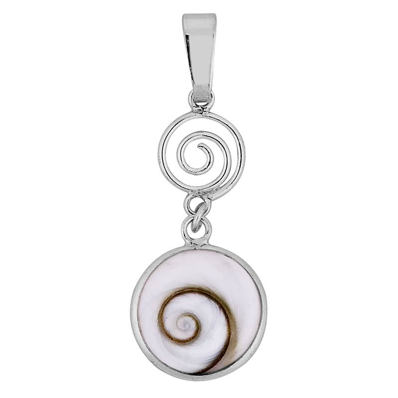 Pendentif rond argent et oeil de sainte lucie