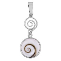 Pendentif rond argent et oeil de sainte lucie