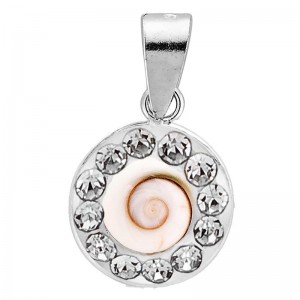 pendentif rond en argent avec strass