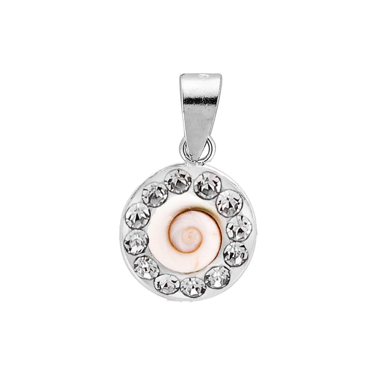 pendentif rond en argent avec strass